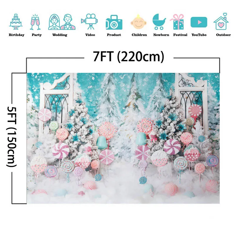 Mocsicka Baby Shower Background Lollipop Castle Decoration Style Newborn Baby Photo Background Photography Banner