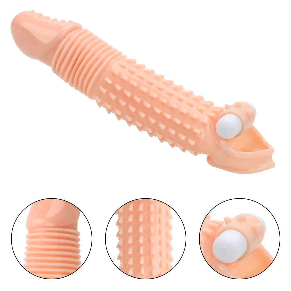 Reusable Cock Sleeve Penis Enlargement Condoms Sex Toys For Men Gay Extender Vibrating Delayed Ejaculation Adults Products 18+