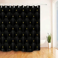 3D Black Lattice Geometry Pattern Shower Curtain Set Waterproof Polyester Fabric Bath Curtains Fashion Bathroom Decor With Hooks