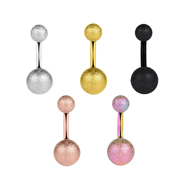 1PC 14G Stainless Steel Frosted Super Short Petite Belly Button Rings Navel Body Piercing Banana Bar Surgical Stainless Steel