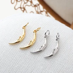 4PCS 14k Gold Plated Smiling Face Moon Pendant Necklace Brass Jewelry Making Supplies Findings DIY Hand Made Accessories