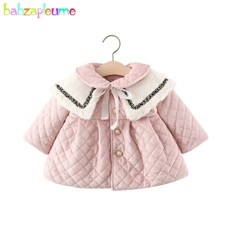 2022 autunno inverno moda bambino ragazza cappotto coreano carino caldo più spesso con cappuccio bambola collare giacca bambino borsa vestiti appena