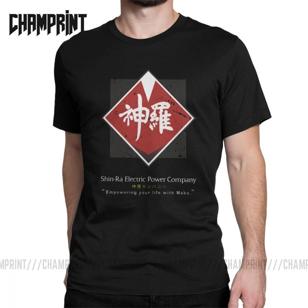 

Final Fantasy Shinra Powering Midgar Men's T Shirts FF7 Video Game Strife Shinra Chocobo Tees Short Sleeve T-Shirts Pure Cotton