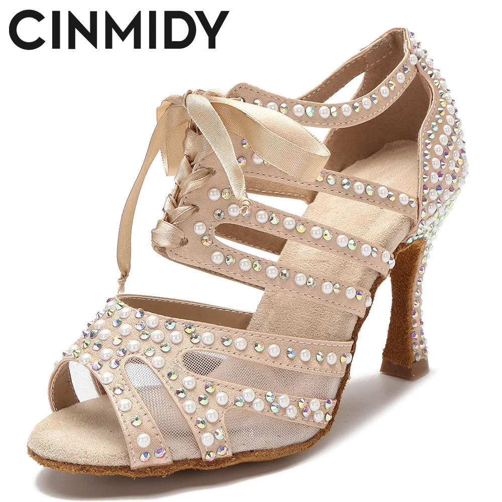 CINMIDY Dance Shoes For Women Tango Rumba Latin Dance Shoes Ballroom Dancing Shoes Girl Soft Sole Women Sandals Wedding Shoes