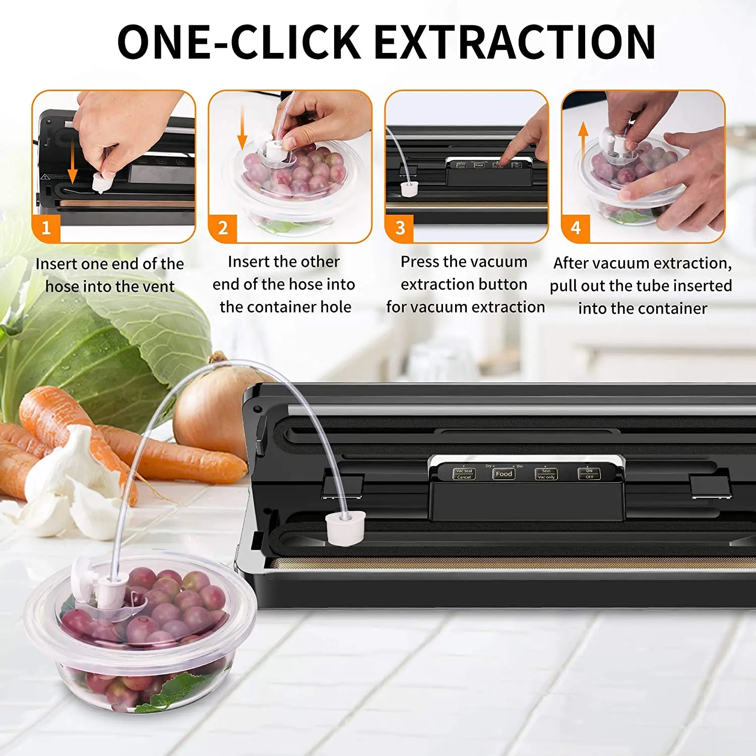 MAXFUTURE Desktop Food Sealer  Automatic Vacuum Sealer  Sous Vide FoodSaver Vacuum Sealer Machine Including 15 Vacuum Bags FREE