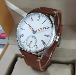 GEERVO No logo 44mm Rice white dial Roman number Orange hand Manual mechanical men's Watch Seagull ST3621 movement