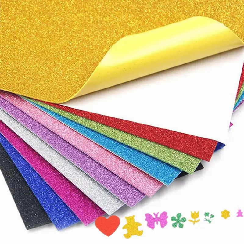 

10Sheets Gold Powder Glitter Foamiran Paper for Diy Flowers Children's Craft DIY Handcraft Foam Paper Origami Colored Decor