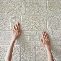 3D Wall Stickers Thick Sandstone Self-adhesive Wallpaper Brick Pattern Collision Living Room Wall Stickers Bedroom Net Red Room