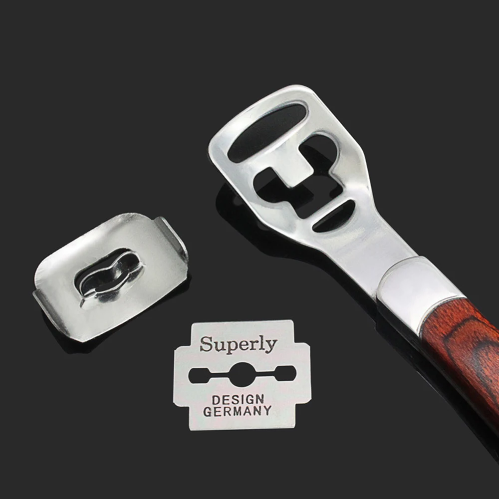 1 pcs Solid Wooden Stainless Steel Leather Peeler Thinning Craft Tool Professional Shovel Leather Knife With 10 Blades, 1 Net