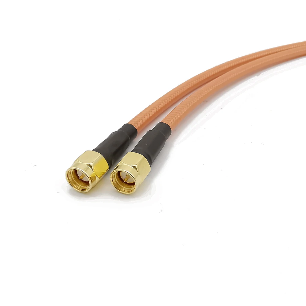 Different Length SMA Male to SMA Male Plug High Temperature Double Shielded RG142 Coaxial RF Cable Plate Copper with Silver