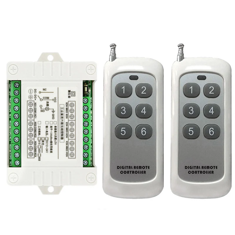 

DC 12V 24V 6 CH Channels 6CH RF Wireless Remote Control Switch Remote Control System receiver transmitter 6CH Relay 315/433 MHz