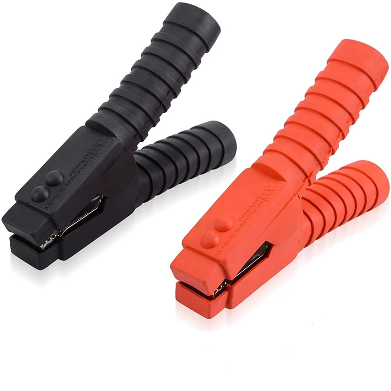 2 Piece Crocodile Clamps 300A Insulated Battery Clamp with Plastic Handle Battery Clamps for Car Vehicle Red and Black