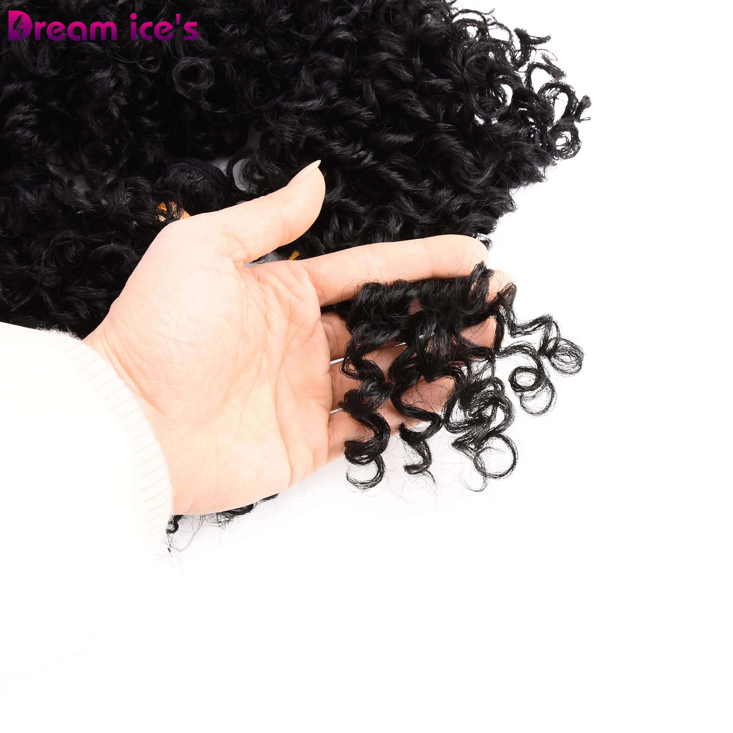 Short Black Synthetic Afro Kinky Curly Bundles Extensions Nature Hair 6Pcs/Lot Weave Curls Fake Hair Fiber For Women Dream Ice\'s