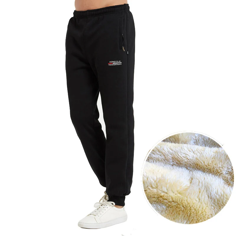 Men's Winter Warm Fleece Sweatpants, Thick Joggers, Heavyweight Streetwear, Outside Trousers