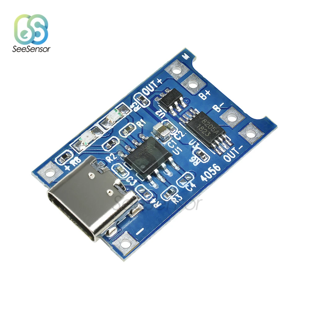 5Pcs USB Type-C 5V 1A 18650 TP4056 Lithium แบตเตอรี่โมดูลชาร์จชาร์จด้วย Board Dual ฟังก์ชั่น1A Li-Ion