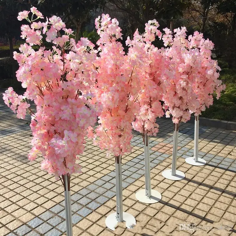 1.5M 5ft height Colorful Artificial Cherry Blossom Tree Roman Column Road Leads Wedding Mall Opened Props Iron Art Flower Doors