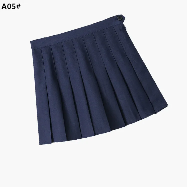 School Dresses Student Anime Cosplay costumes Button Solid color lattice Pleated Skirt Jk Uniforms Sailor Suit Short Skirts Girl