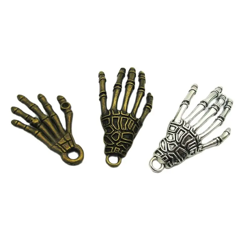 Skeleton Hand Bones Pendant Steam Punk Hanger For Necklace Braelet Bag Hat Shoe Clothes Leather Decoration Diy Accessories