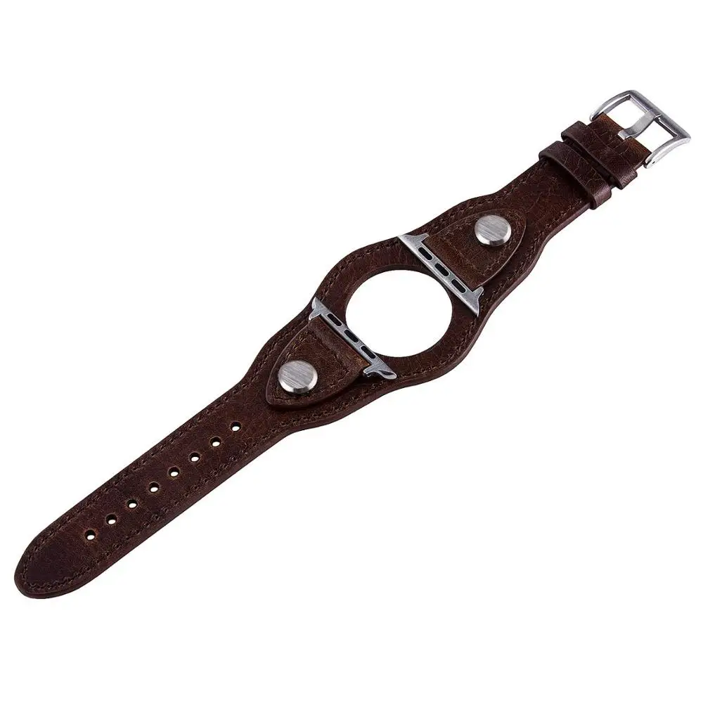 Correa de cuero para Apple watch, brazalete para iWatch series 5, 4, 3, SE, 6, 7, 44mm, 40mm, 45mm, 41mm, 42mm, 38mm, 44mm