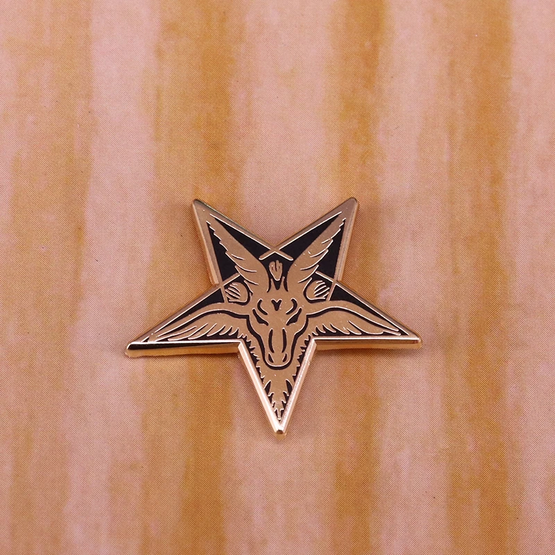 Baphomet goat head enamel pin Satanic pentagram occult wicca gothic evil jewelry