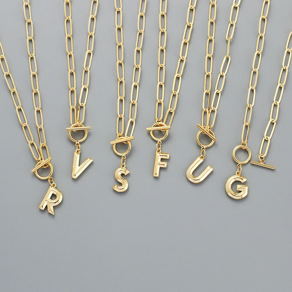 New Letter Necklace Gold Plated Hip-Hop Fashion Necklace European and American 26 English Letter Pendant necklace for women