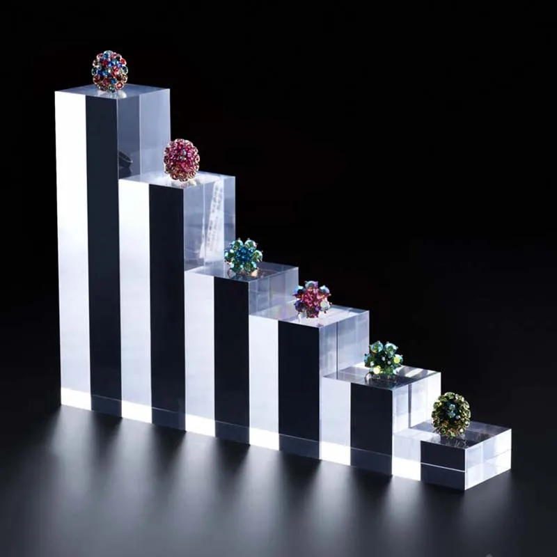 شفافة الاكريليك ورقة مربعة ختم كتلة التصوير الدعائم أصحاب مستحضرات التجميل وسادة خواتم القرط مجوهرات عرض موقف #2