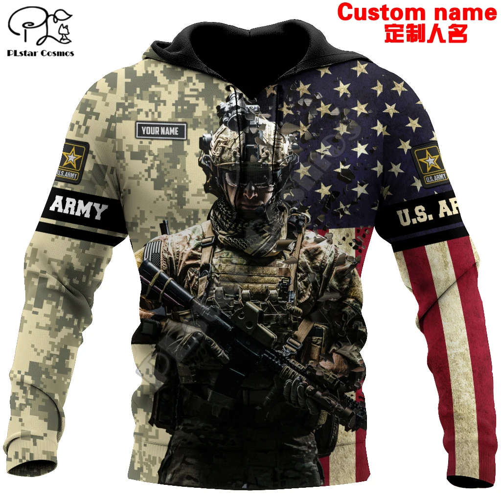 Custom Name Army Eagle Camo Veteran NewFashion Vintage Tattoo Retro 3DPrint Men/Women Streetwear Pullover Funny Jacket Hoodies 8