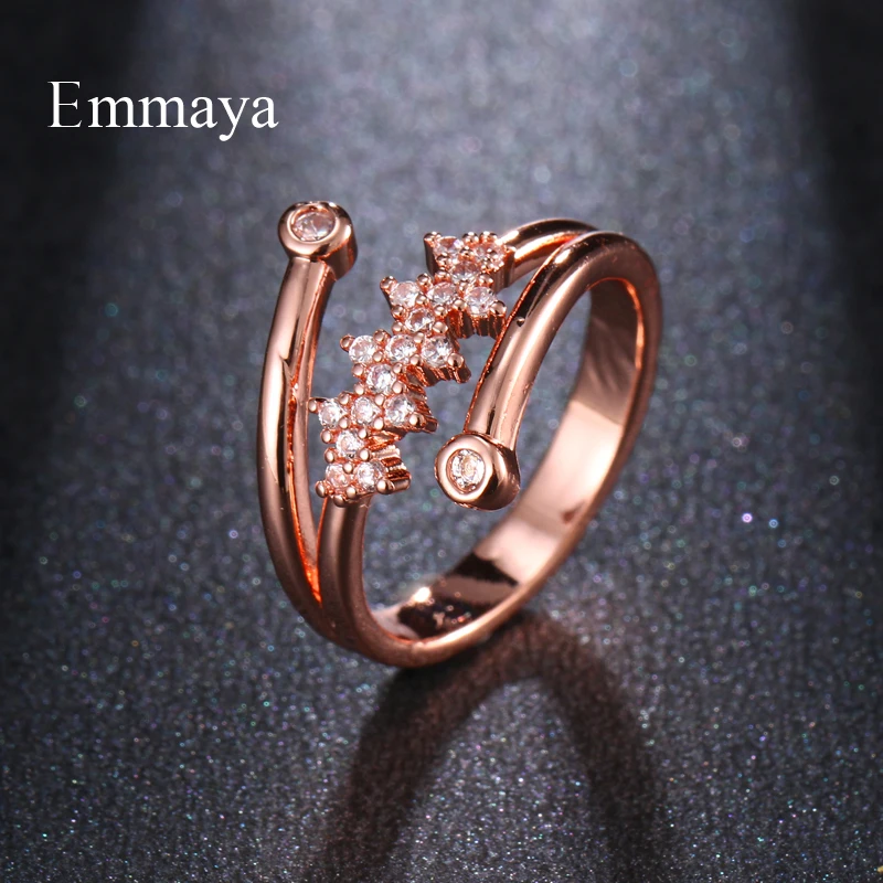 Emmaya Ingenious Design With Cubic Zircon Attractive Model Ring Coold Style Women&Girls Centre Of Party Decoration Three Colors