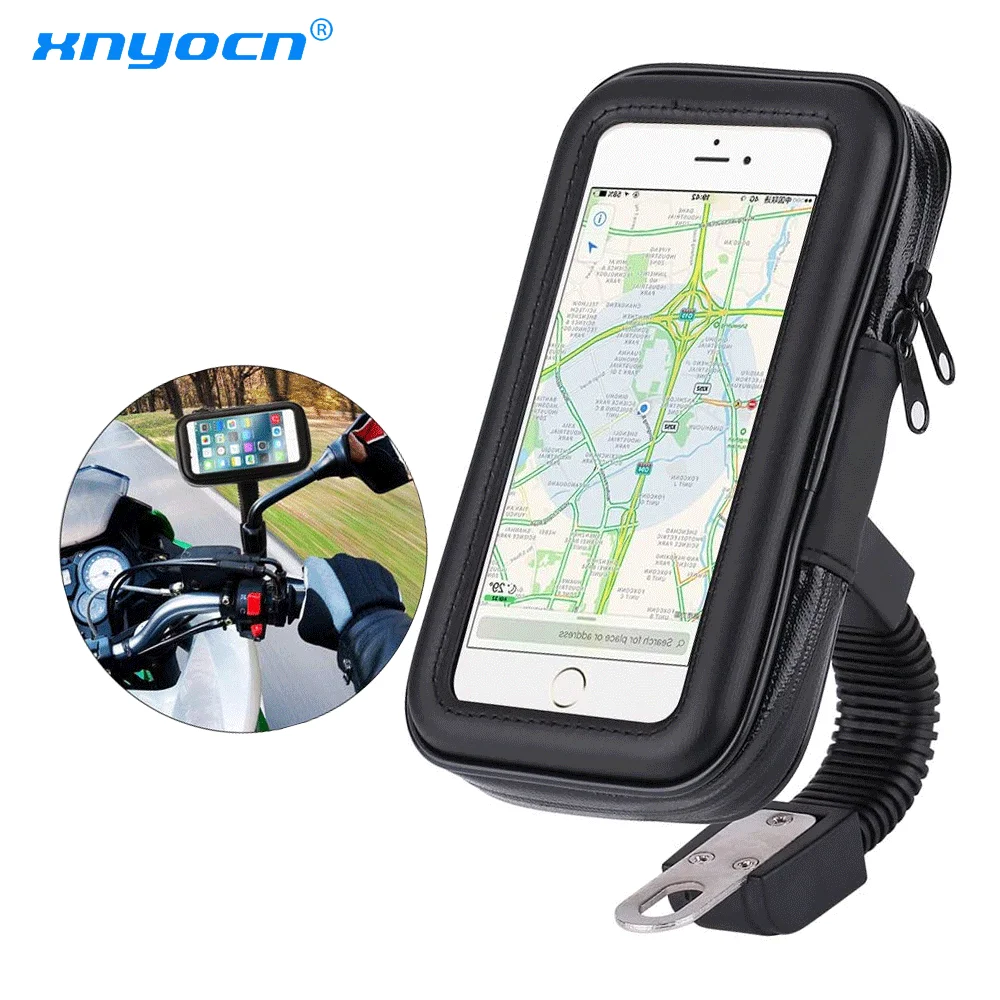 Motorcycle Telephone Holder Support Moto Bicycle Rear View Mirror Stand Mount Waterproof Scooter Motorbike Phone Bag for Samsung