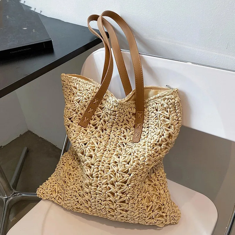 

Summer Fashion Straw Woven Underarm Shoulder Bags For Women Casual Large Capacity Bohemian Beach Female Shopping Handbag Totes