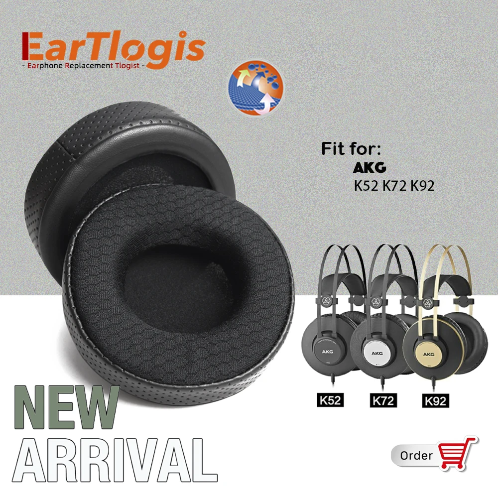 

EarTlogis New Arrival Replacement Ear Pads for AKG K52 K72 K92 K-52 K-72 K-92 Headset Earmuff Cover Cushions Earpads