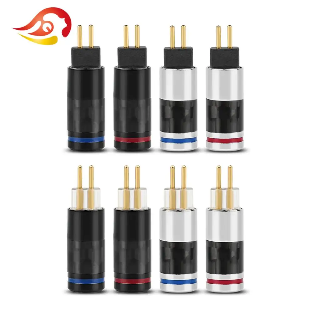 

QYFANG 1 Pair Gold Plated Earphone 0.78mm 2pin Wire Connector Audio Jack Carbon Fiber Metal Plug for UM3X W4R UE18 TF10 Headset