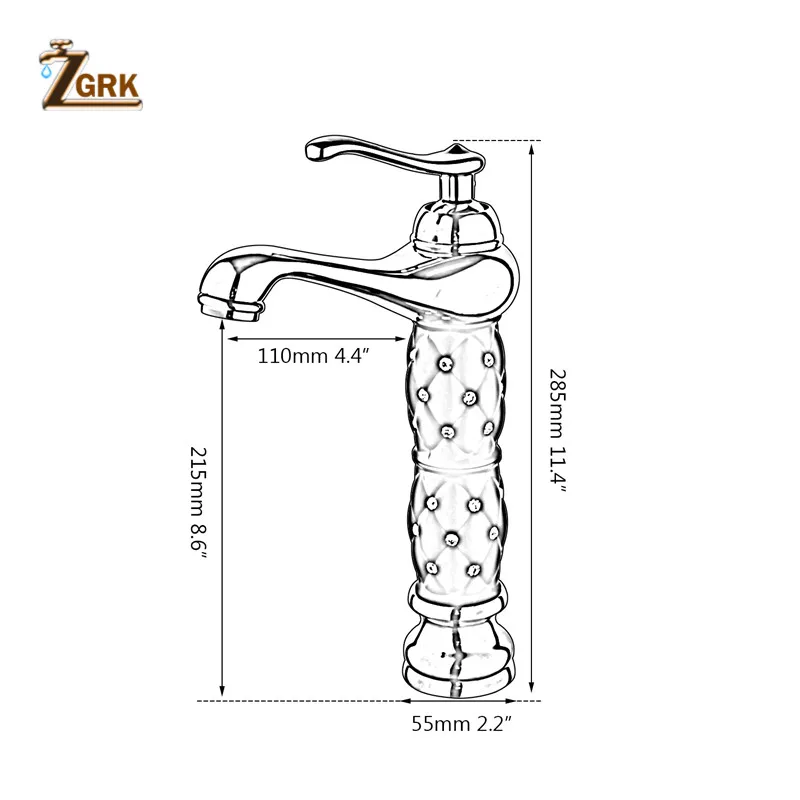 ZGRK Bathroom Faucets Euro Gold Washbasin Faucet Luxury Tall Bathroom Basin Taps Single Handle Single Hole Mixer Water Taps