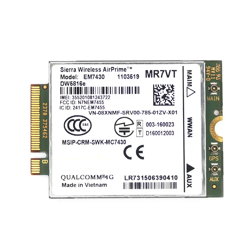 EM7430 DW5816e GOBI6000 4G LTE DW5816 for Dell 7280 7285 7290 7389 7390 7480 7490 E7470 4G module KPWT8 MR7VT P5PWX