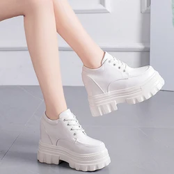 Women's Chunky Sneakers Autumn Patent Leather Female Platform Shoes Women Black Sneakers Super High Heels 11cm Chunky Shoes