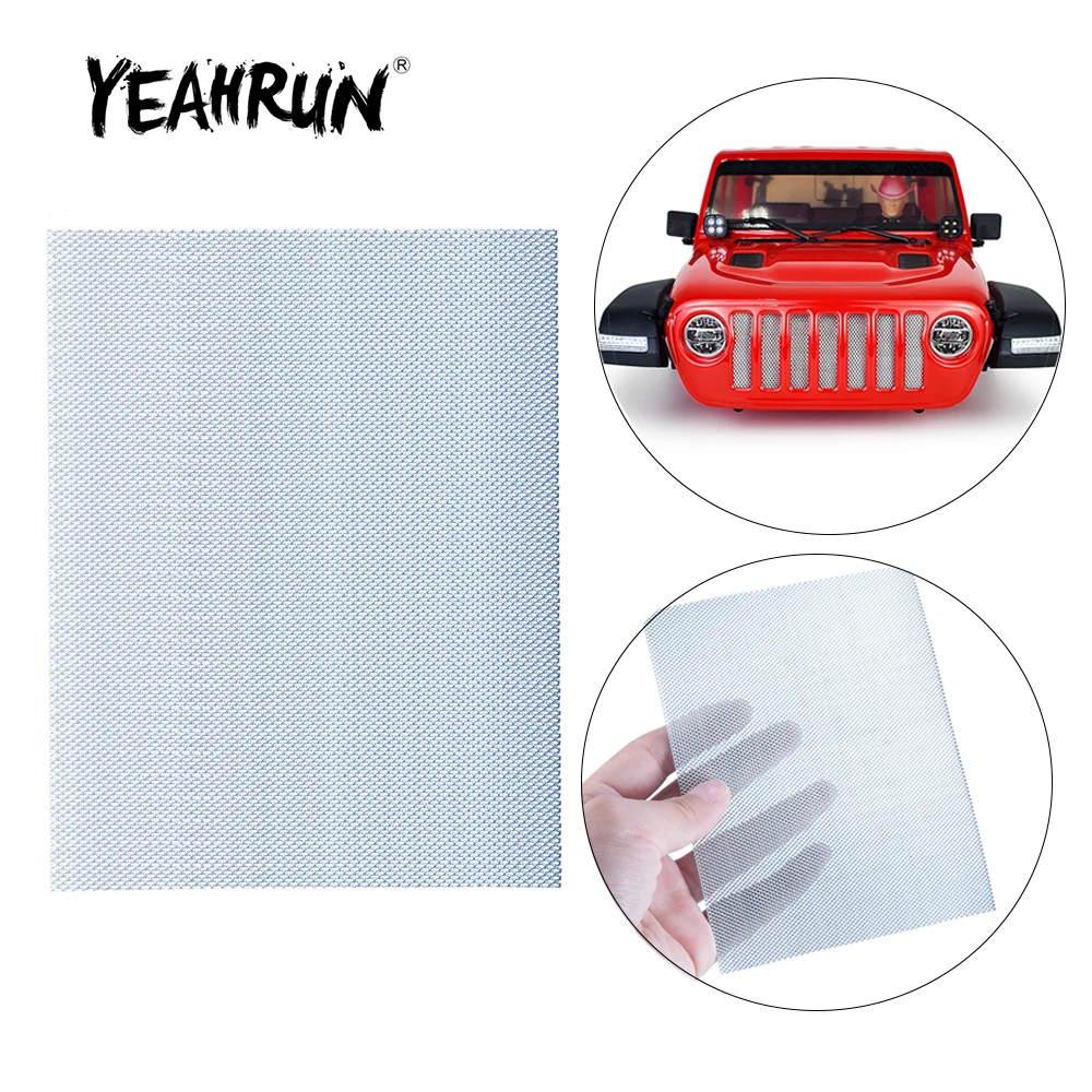 YEAHRUN Stainless Steel Front Hood Grille Radiator Mesh for Axial SCX10 Jeep Wrangler 1/10 RC Crawler Car Parts Accessories