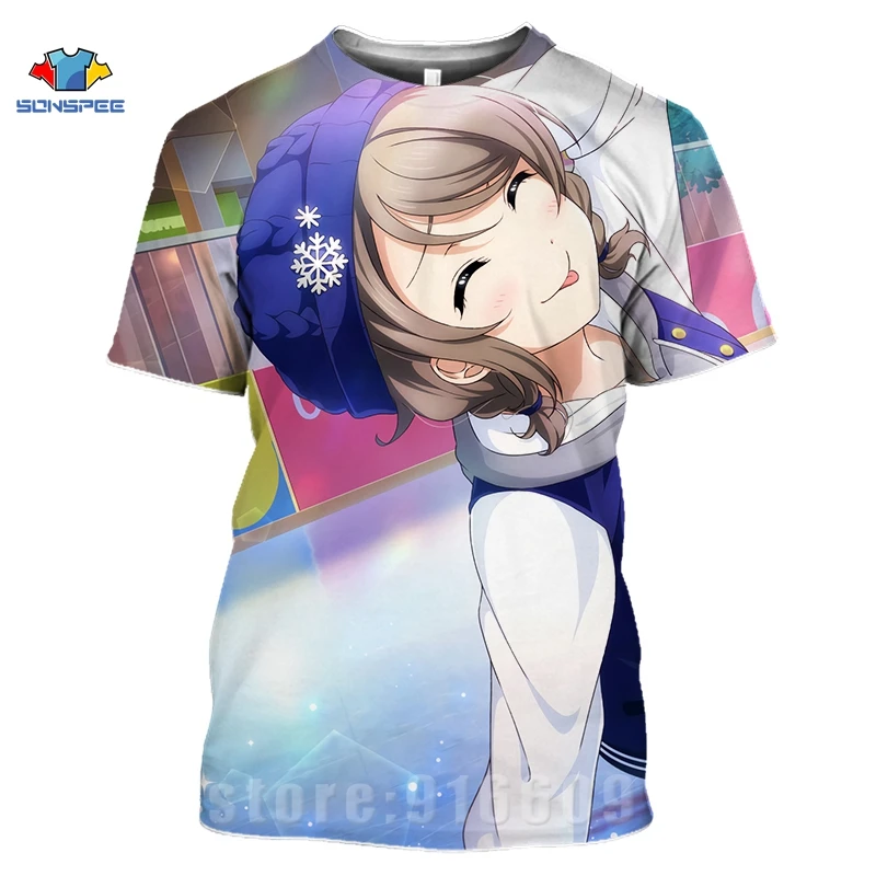 SONSPEE 3D Printed T Shirt Love Live Anime T Shirt Women Harajuku Short Sleeve Fun T-Shirt Loli Girl Role Playing Game Top Tee