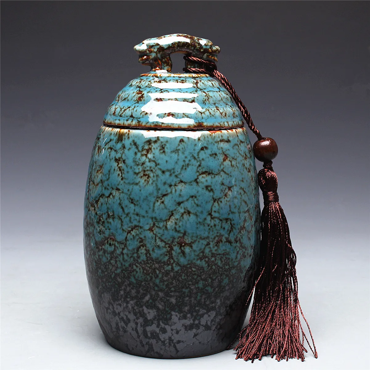 Double Leopard Head Ceramic Tea Jar Caddy Sealed Food Storage Can for Puer Oolong Tea Pot Leopard Design Kitchen Storageware