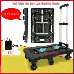 Plataforma de transporte extensible y plegable, carrito de mano con freno y chasis de aluminio, 150kg de carga pesada