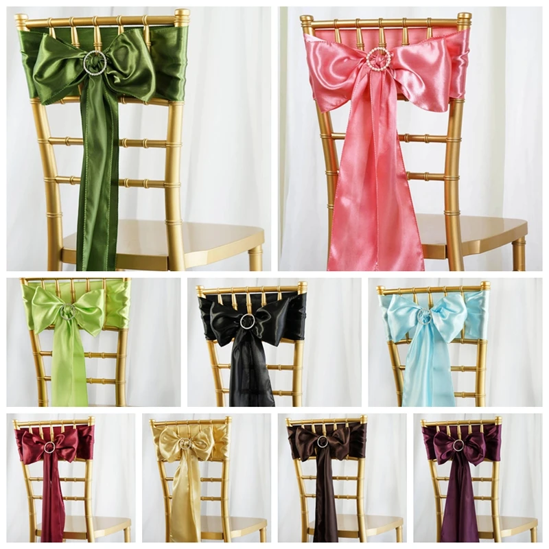 Satin Chair Sashes Europe Chair Cover Sash for Wedding Party Banquet Dining Decoration Home Textiles