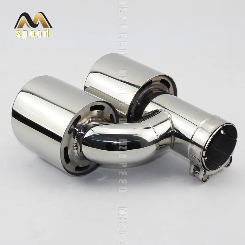 Car Accessories Stainless Steel And Bright Face Without Marked H-Type Double Outlet Straight Edge Exhaust Pipe Tailpipe