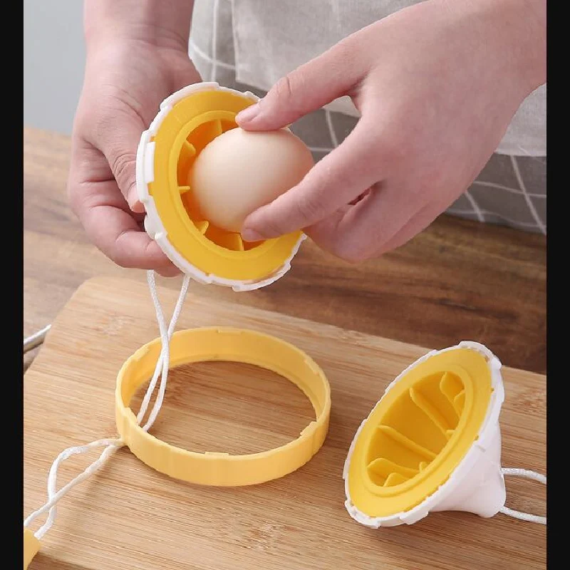 Kitchen Gadget 1 Set  Golden Egg Trap Artifact with Drawstring Manual Rotating Egg Yolk White Mixer Egg Shaker with Egg Cutter