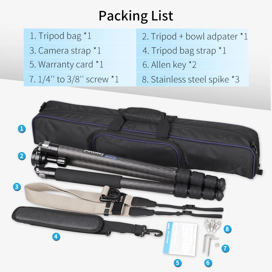 ST324CT/CF Professional 10 Layers Carbon Fiber Tripod for DSLR Camera Video Camcorder Birdwatching Heavy Duty Stand Bowl Adapter