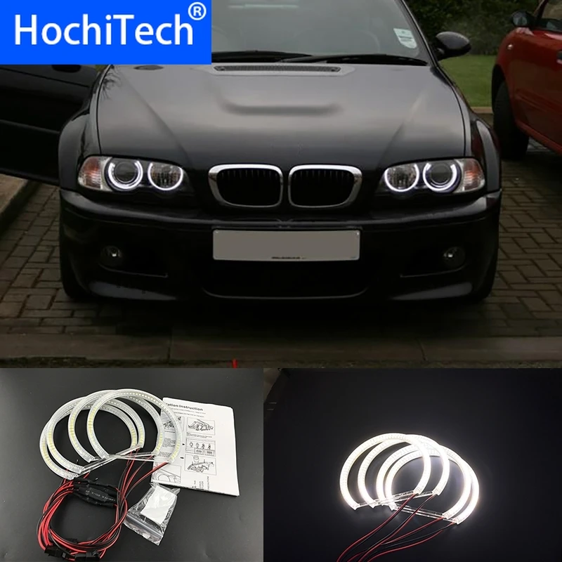 

HochiTech White Halo Light car smd LED Angel Eyes Halo ring Kit for BMW 98-03 pre-facelift E46 coupe cabrio with PROJECTORS