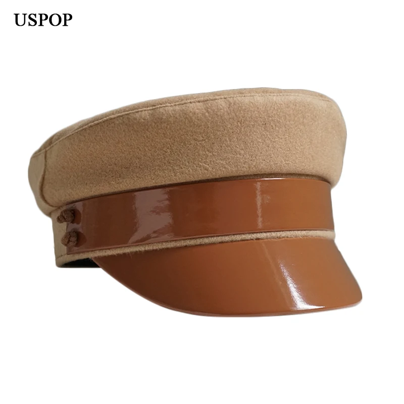 USPOP New Wool Patchwork Newsboy caps Women Flat Visor Cap Militray caps S M L