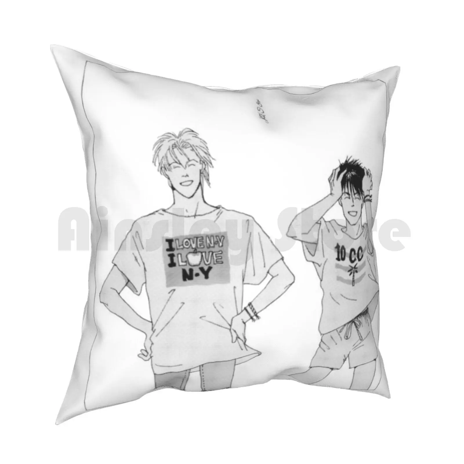 A Happy Summer-Banana Fish Pillow Case Printed Home Soft DIY Pillow cover Banana Fish Ash Lynx Yaoi Bl Anime Eiji Okumura