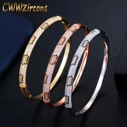CWWZircon Micro Pave Cubic Zirconia Rose Gold and Silver Color Love Snake Leopard Open Cuff Bangle Bracelet for Women Gift BG032