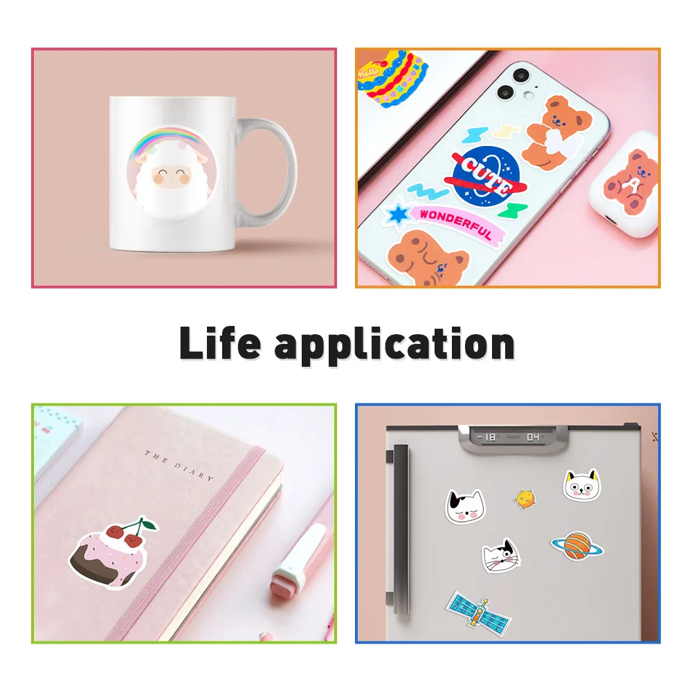 A4 Paper Sheets Adhesive Printable Label Sticker Paper Glossy for Inkjet Printer White Vinyl Label Copy Paper Gift Sticker