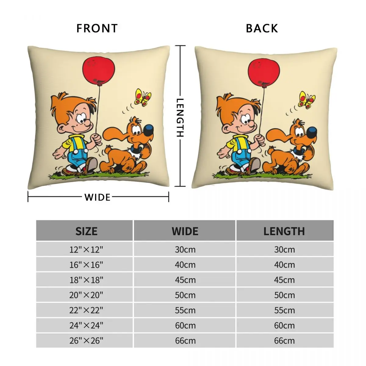 Boule Et Bill Billy Buddy Yellow Square Pillowcase Polyester Linen Velvet Pattern Decor Pillow Case Sofa Seater Cushion Case 18