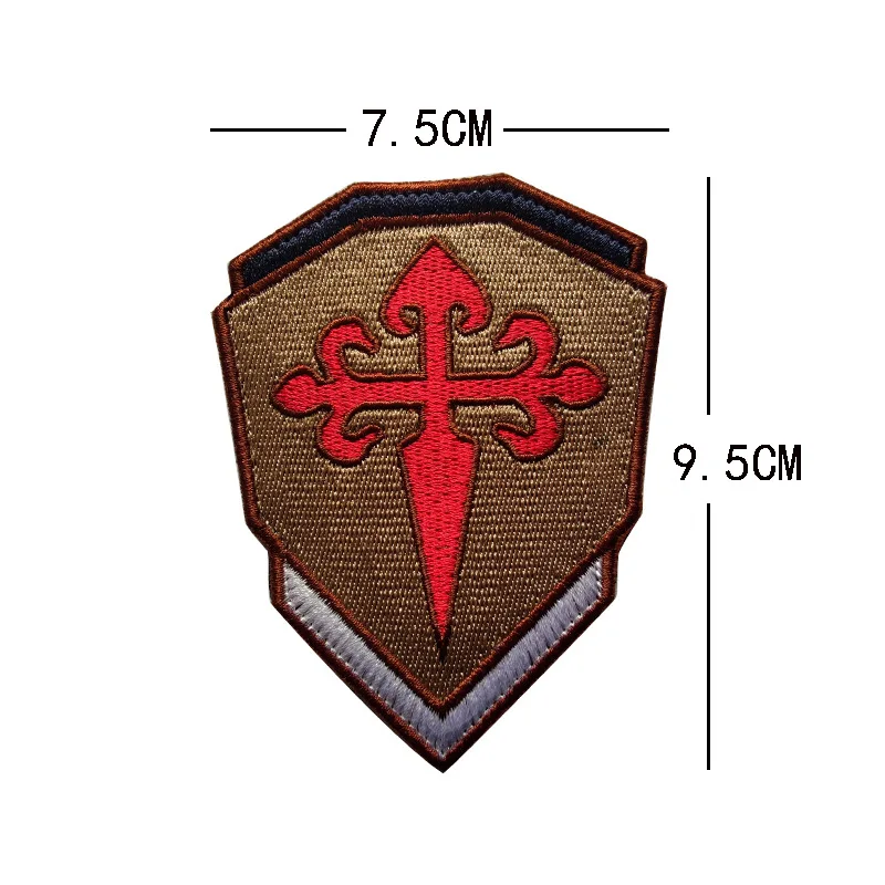 SANTIAGO Cavaliers of Santiago James Cross Patch Camino De Santiago Hook Tactical Patches Embroidered Soft for Coat Custom 4.6